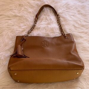 BROWN TORY BURCH LEATHER TOTE